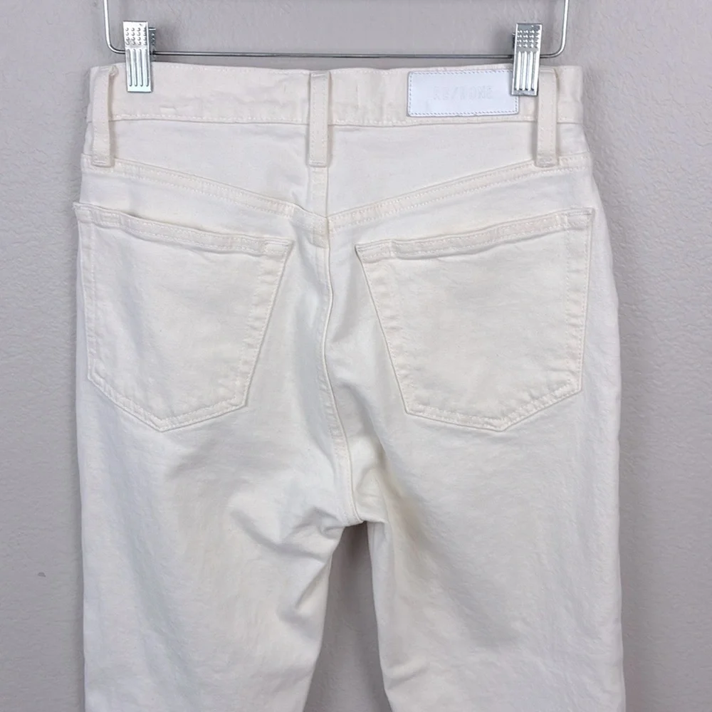 RE/DONE 90s High Rise Ankle Crop Jean Vintage White Button-Fly Slim Levis  26 - Picture 12 of 15